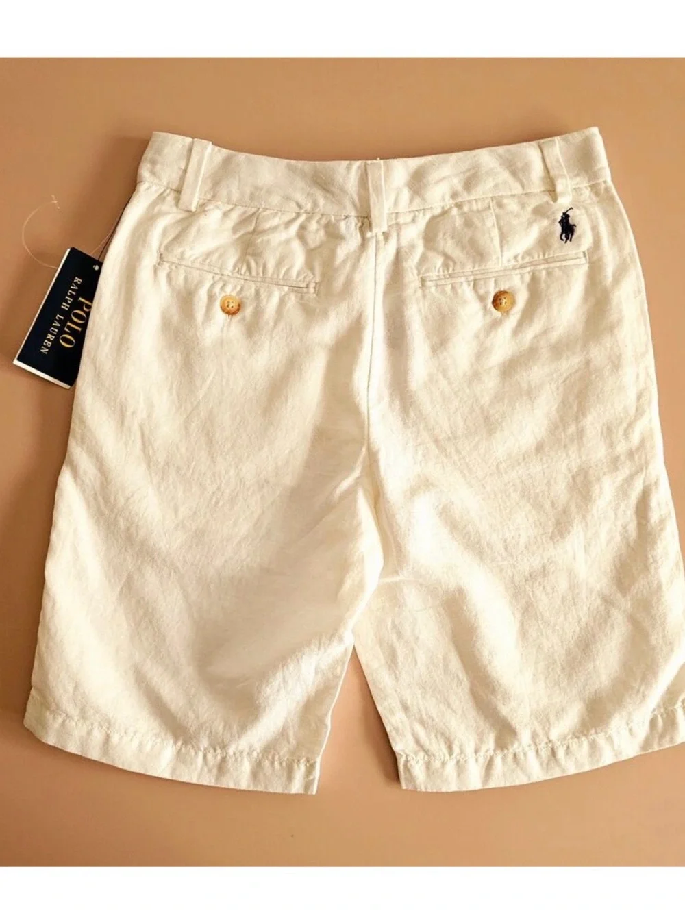 Ralph Lauren Boy’s White Flat-Front Linen Shorts